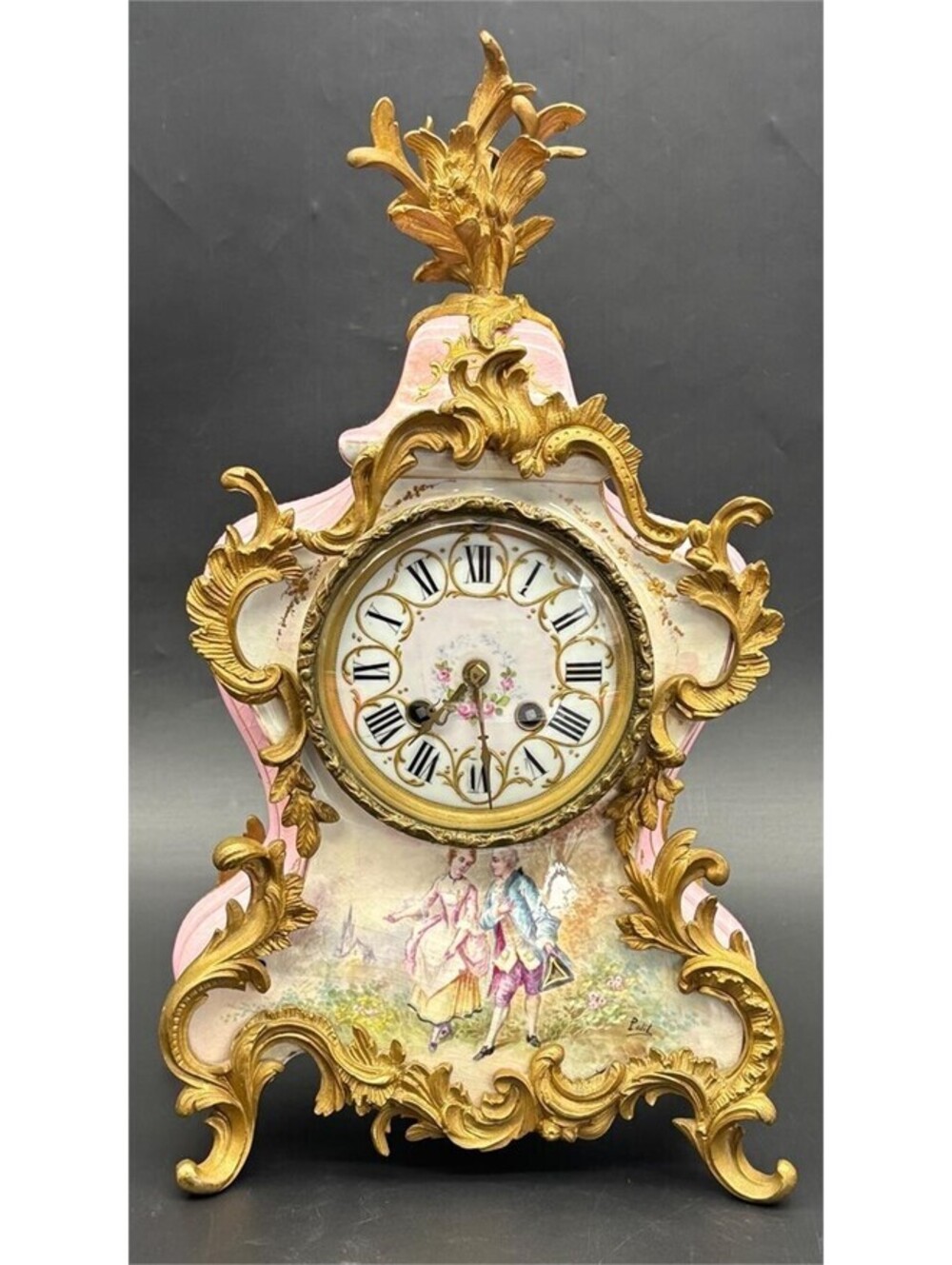 Signed Vintage Jacob Petit French Porcelain Mantel Clock – Ornate Rococo Design